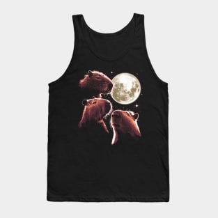 Three Capybara Moon Funny Capybara Meme Mystical Capybara Tank Top